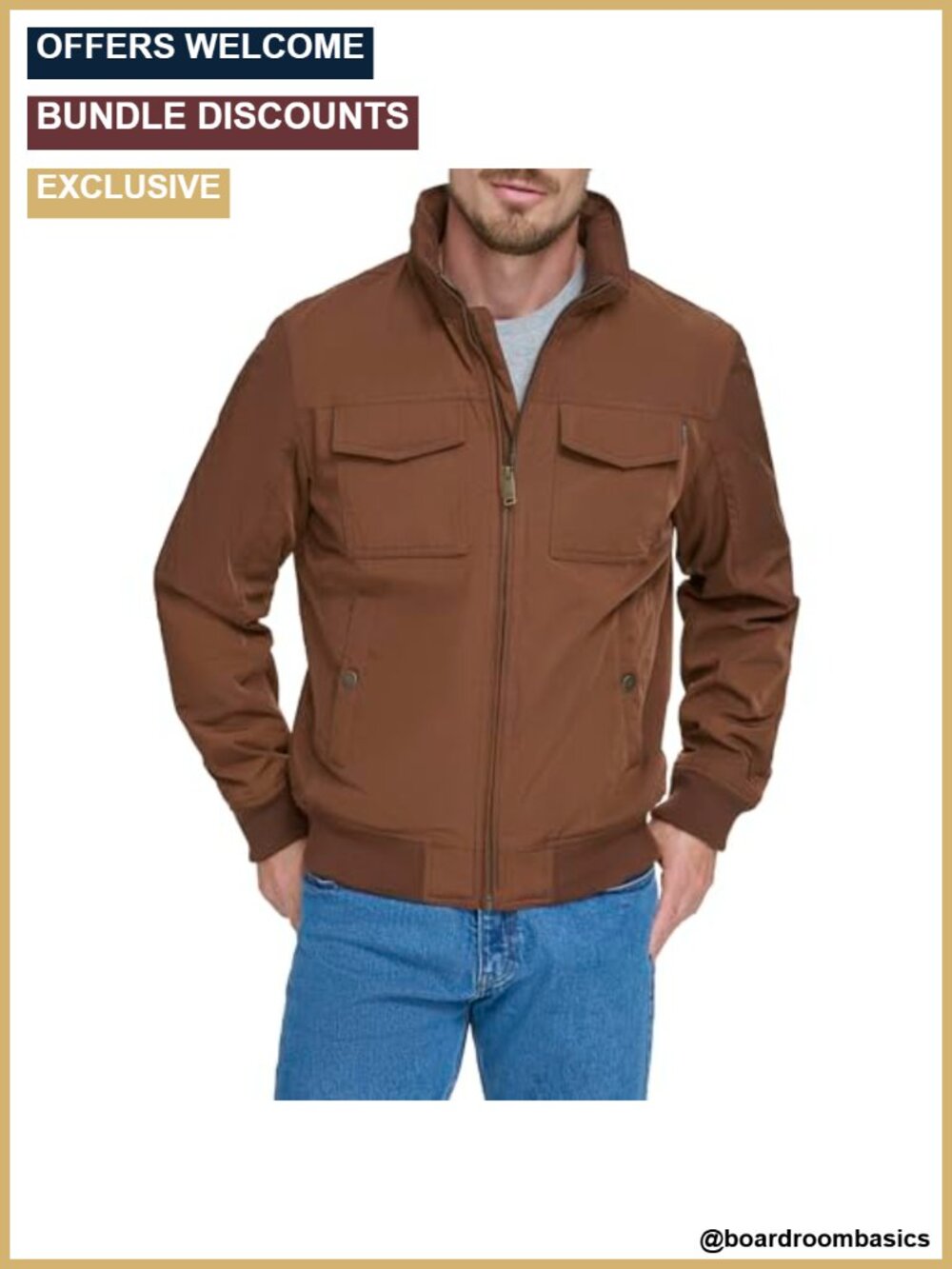 Dockers Men's Quilted Flight Bomber Jacket Water Resistant Down Alternative